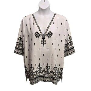 Slim Factor by Investments Womens Large White  V Neck Tunic Lagenlook Breezy